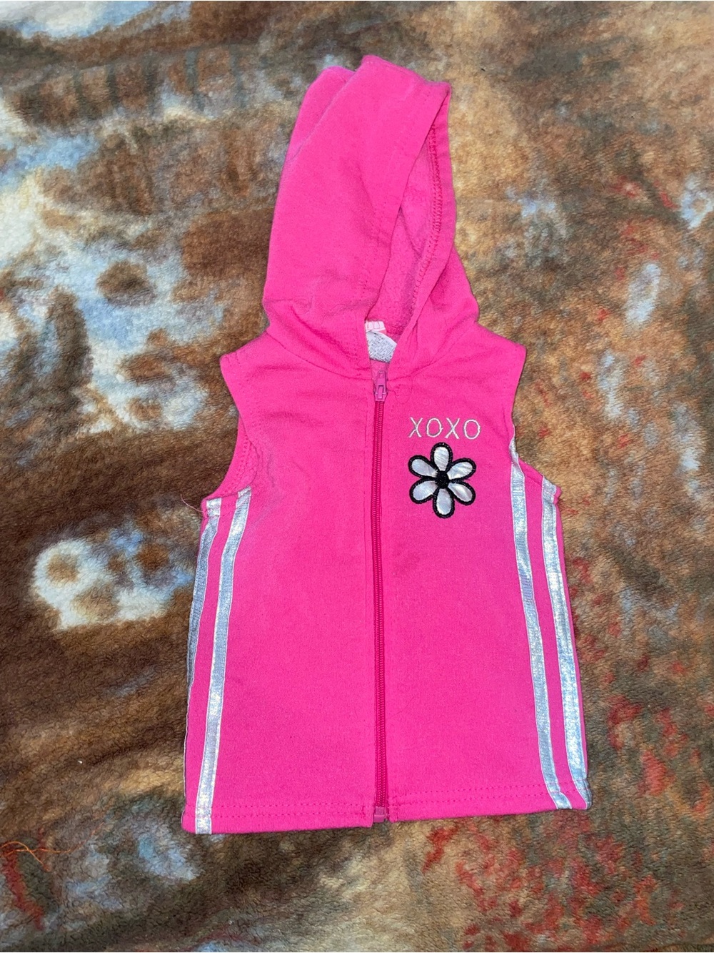 Diva Hot Pink Hooded Zip Vest with Silver Accents Size 2T
